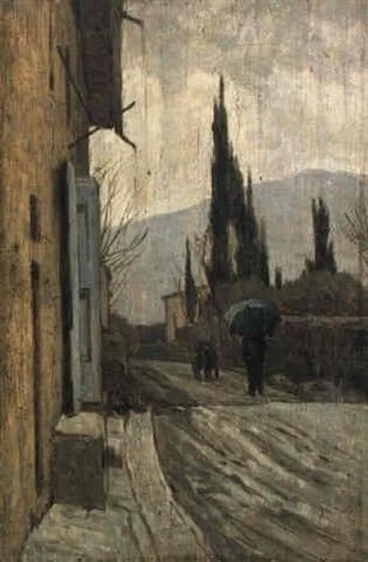 Paesaggio toscano in giornata di pioggia